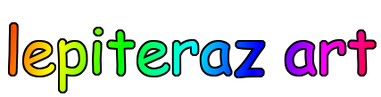 "lepiteraz art" spelt out in rainbow comic sans
